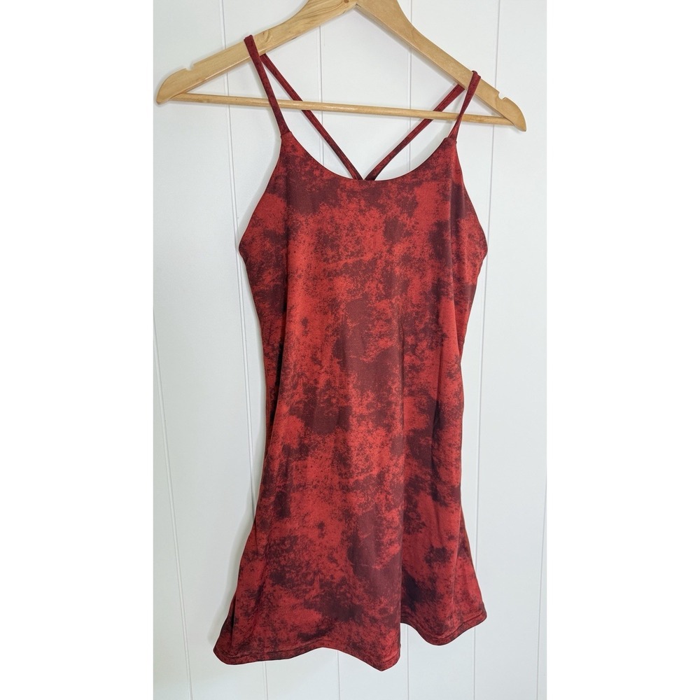 MC Match Club Red Abstract Print Tennis Dress Built In Shorts Pockets Size M - Picture 3 of 10